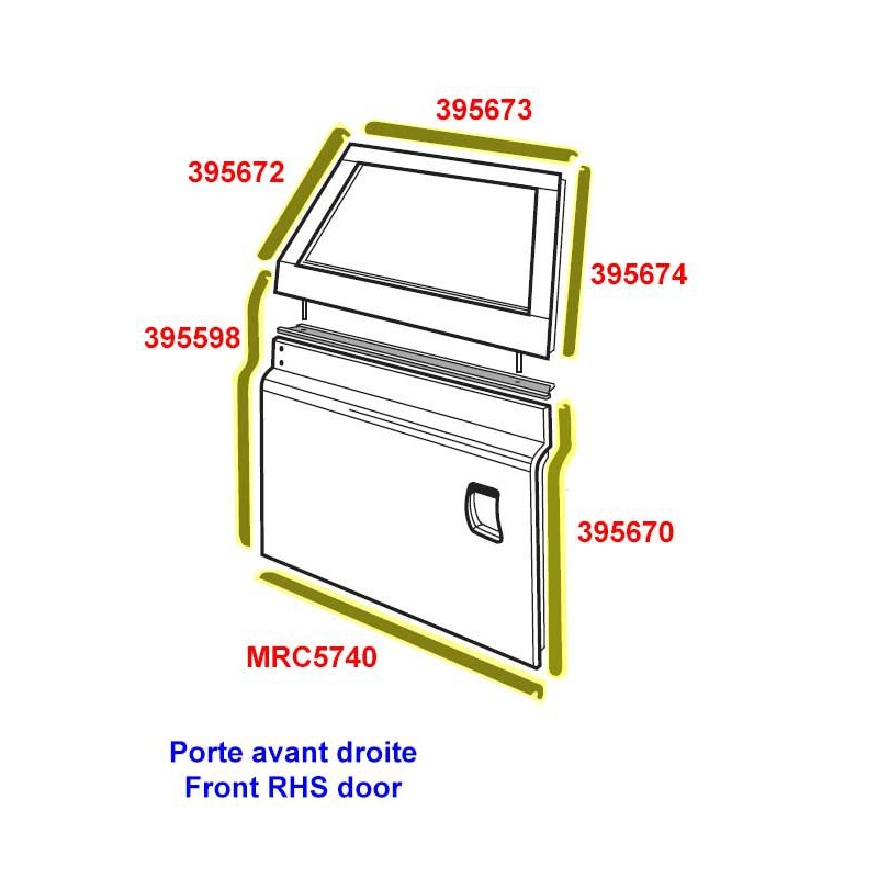 Set front right door rubber seals