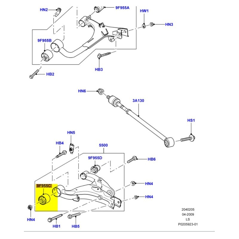 Bush rear suspension - front lower arm
