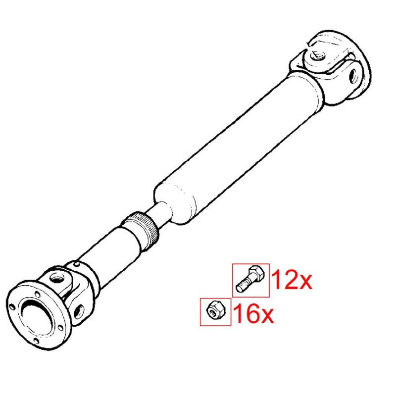 Front and rear propshaft bolts kit