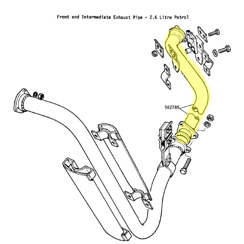 Tuyau intermédiaire d'échappement 2,6L 6 cylindres