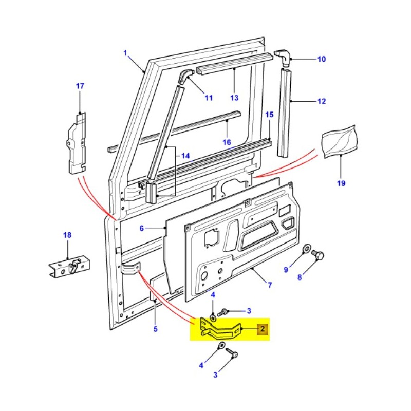 Mounting bracket front door inner