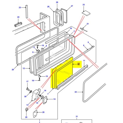 Glass hard top- bodyside front sliding - clear - 1988-2001