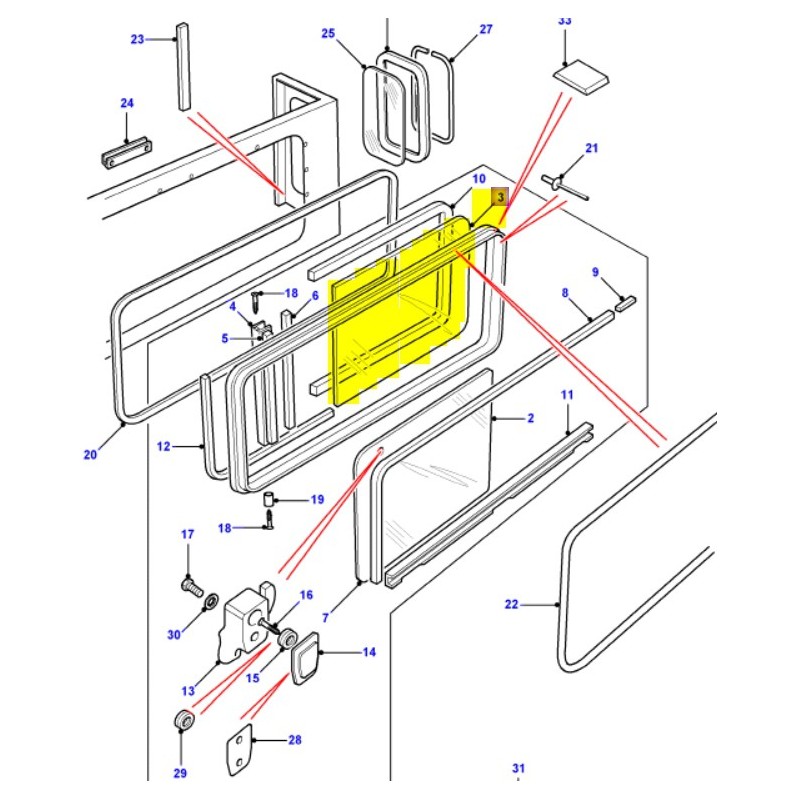 Glass hard top- bodyside rear sliding - clear - 1988-2001
