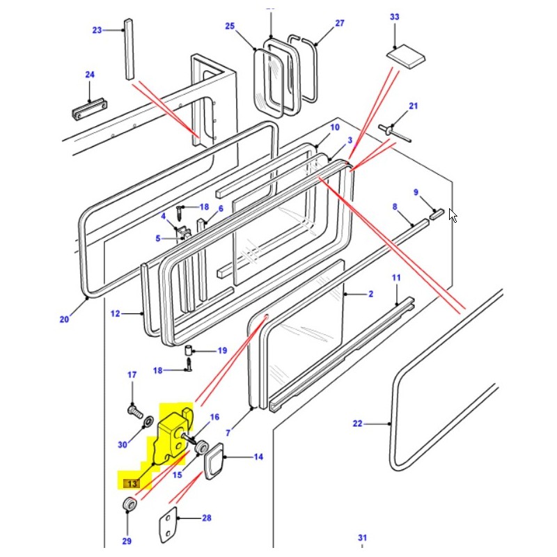 Catch assembly LH - up to 2001