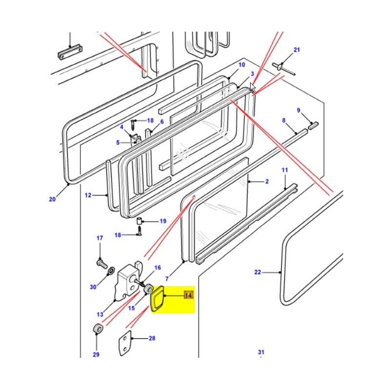 Block fixing catch slide window - upto 2001