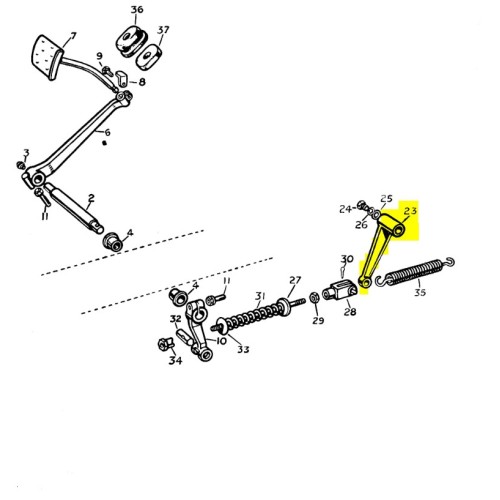 Operating lever for clutch shaft