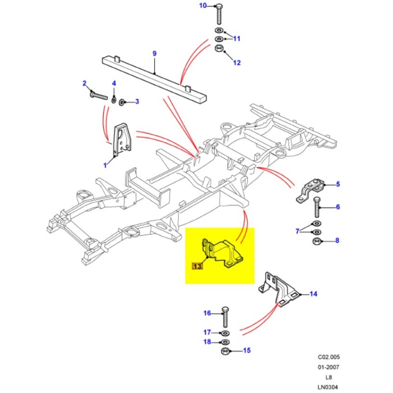 Rear body mount inner - Def110/130
