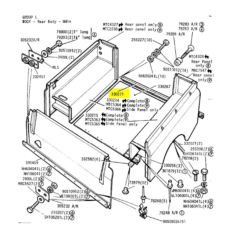 Traverse de benne arrière