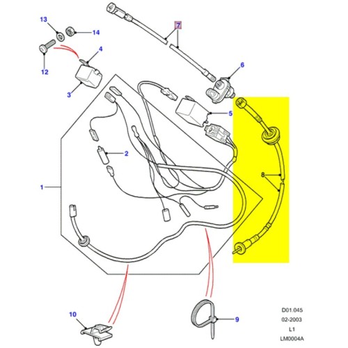 Lower speedo cable Def 1983-2006