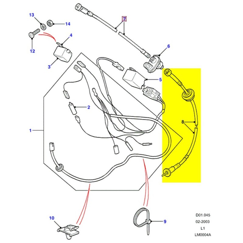 Lower speedo cable Def 1983-2006