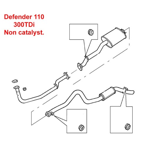 Exhaust kit Def100 300TDi - non catalyst.