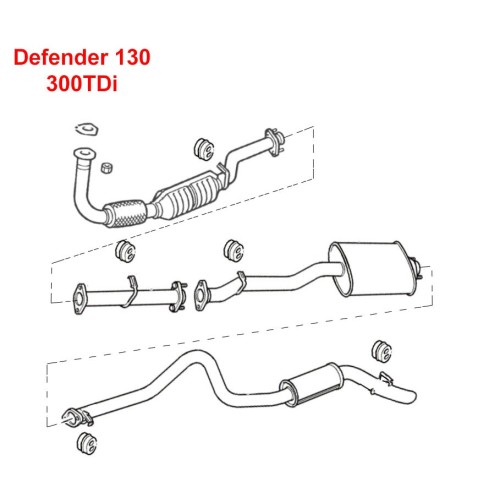 Exhaust kit Def130 300TDi - with catalyst.