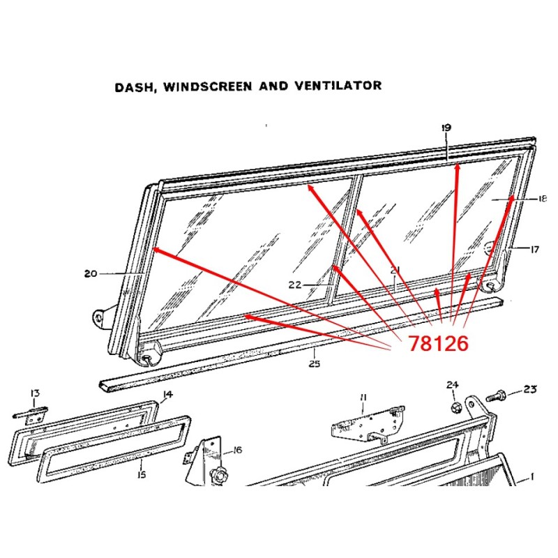 Vis de fixation vitre de pare brise ou joint de ventilation