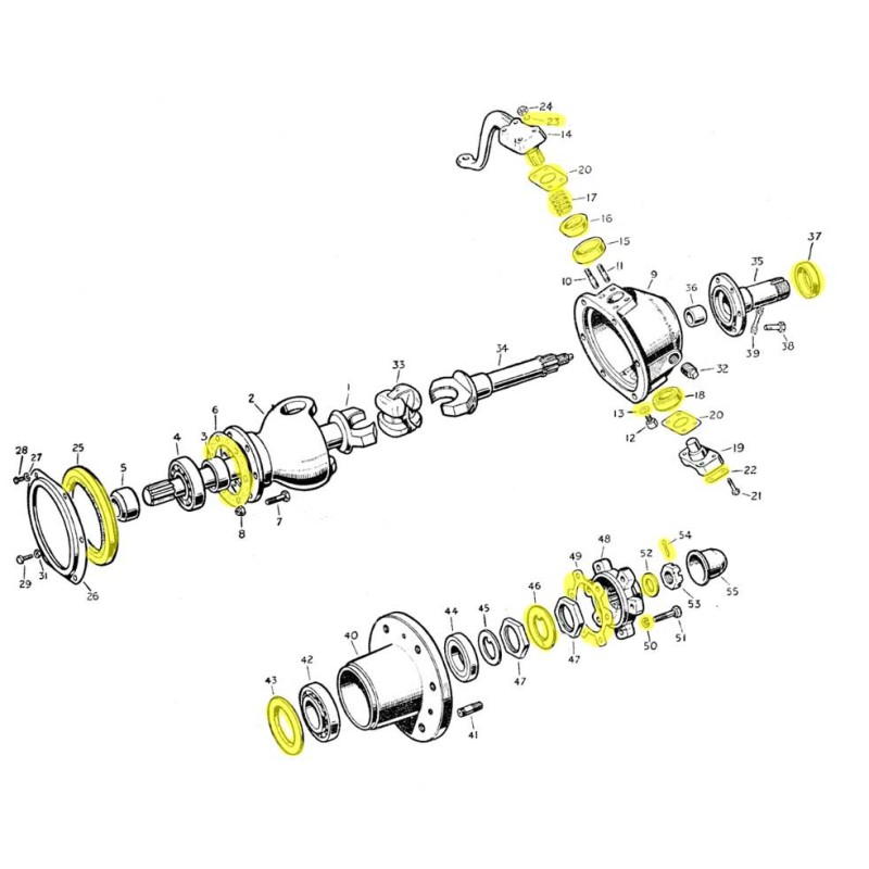 Front axle restoration kit except diff. - Serie 1 & Minerva