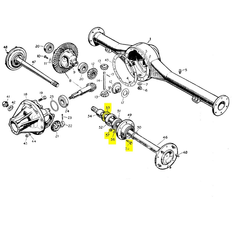 Set oil seal half shaft rear axle & fixing