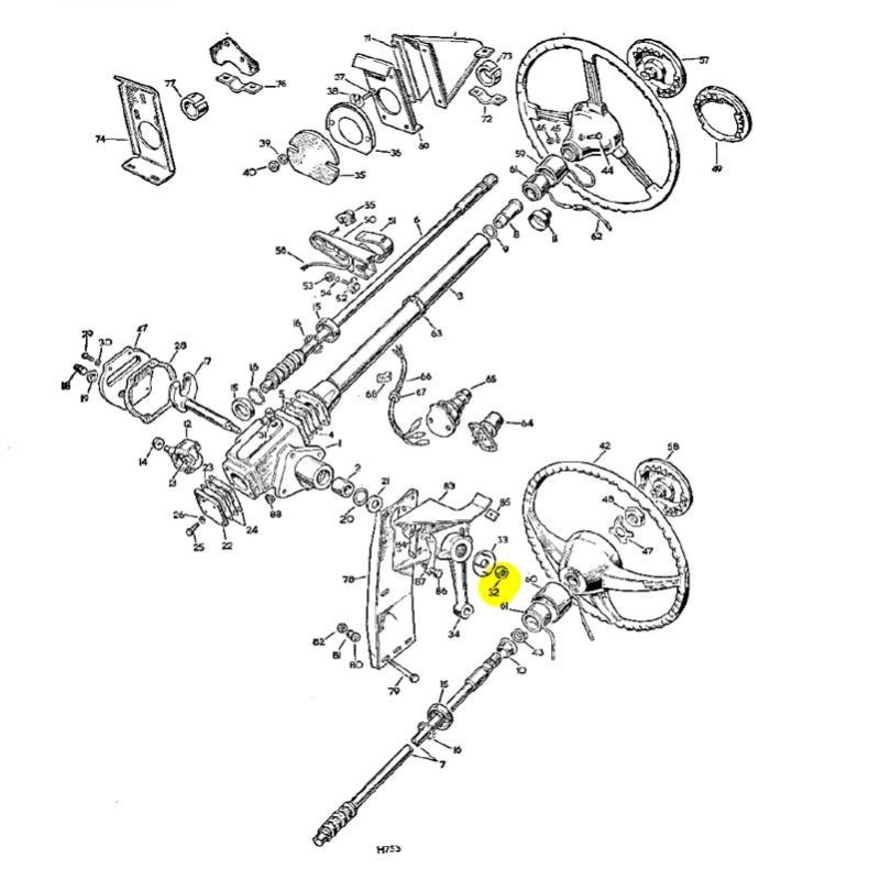 Special nut fixing drop arm 3/4 UNF