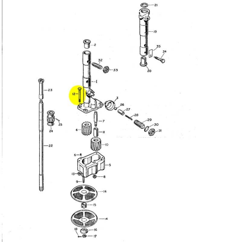 Bolt fixing cover to body oil pump 5/16 X 2 1/2 BSF
