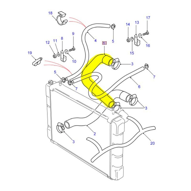Top hose radiator - V8