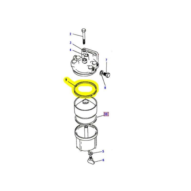 Seal upper - fuel filter or sedimentor diesel