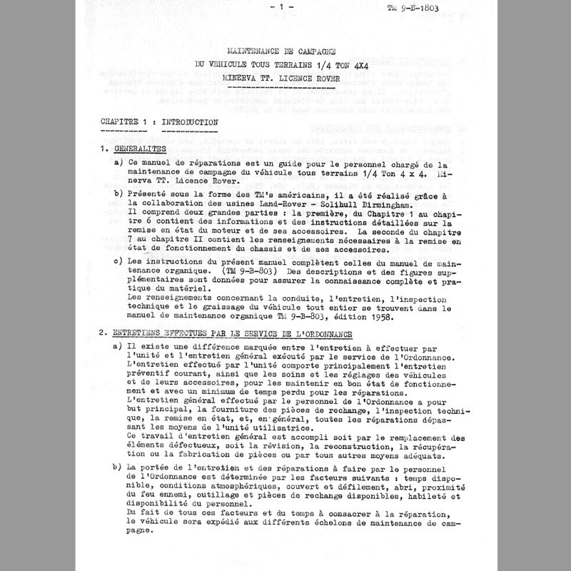 Photocopy workshop manual Minerva - TM9-B-1803