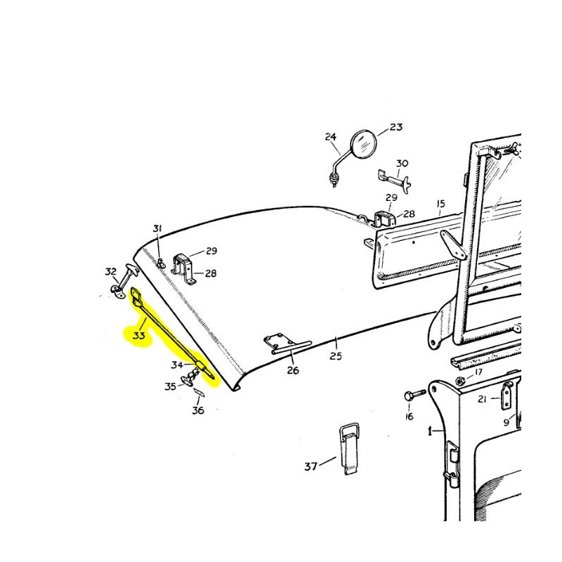 Prop rod for bonnet - used