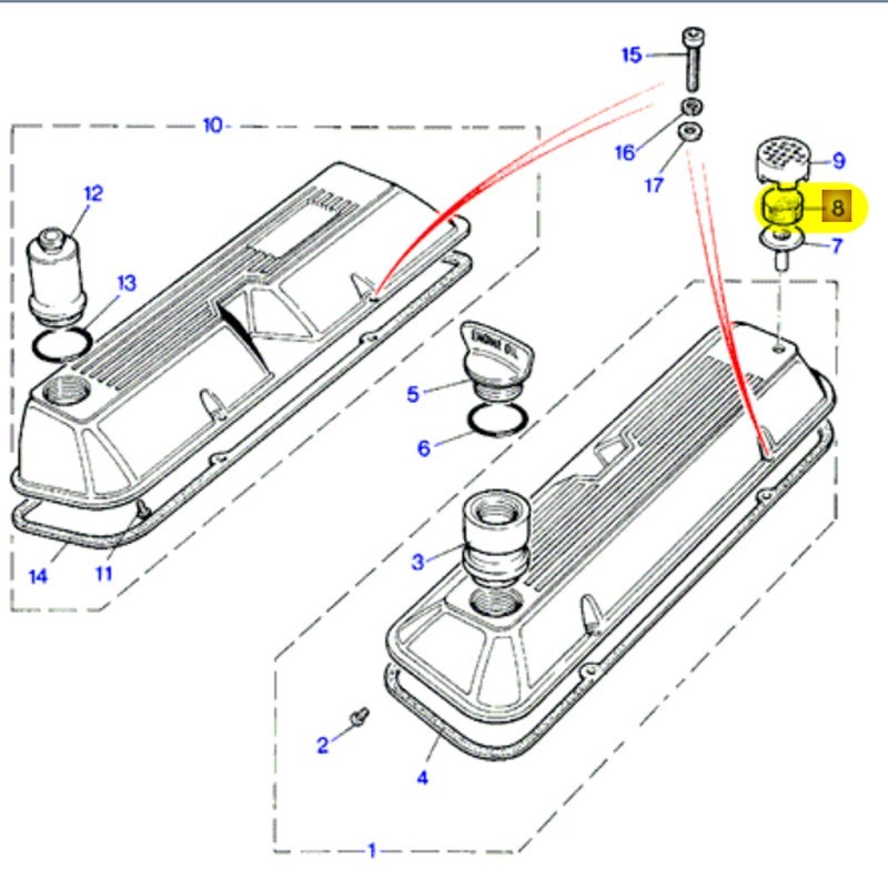 Foam air filler crankcase cover V8 EFI