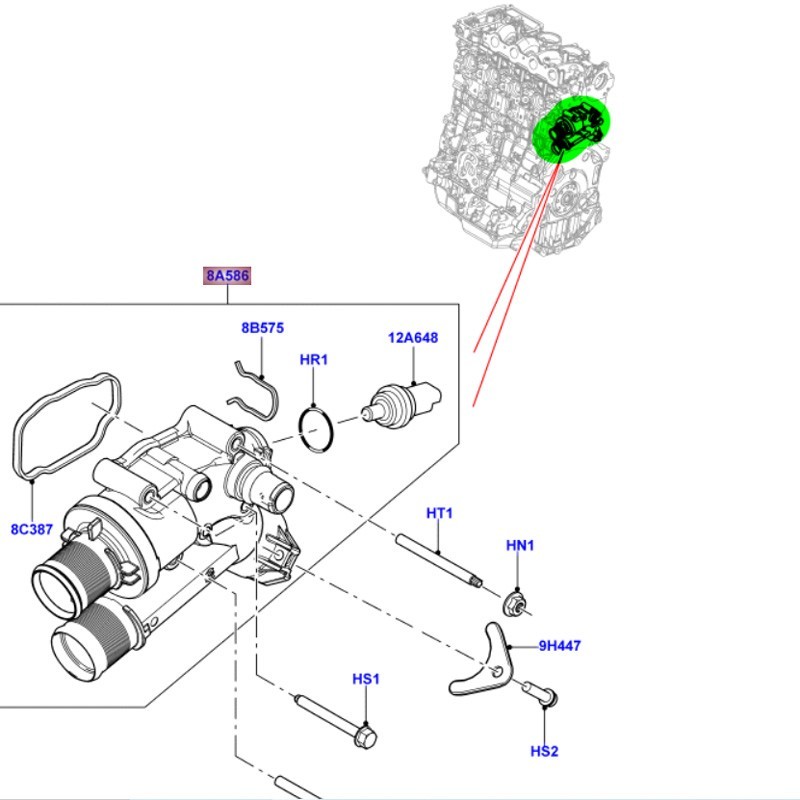 Thermostat housing 2.2L TD4