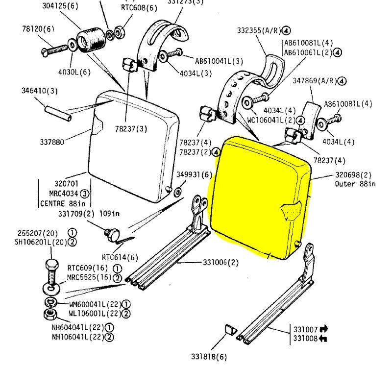 Standard front outer back seat black vinyl
