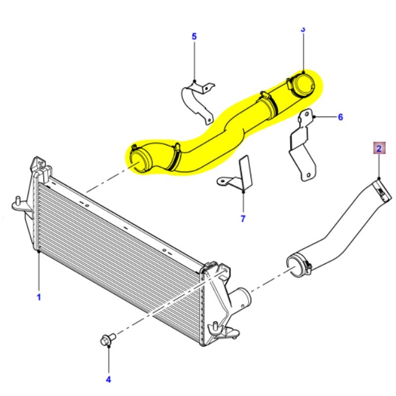 Hose intercooler - right - 2.2L TD4 Puma