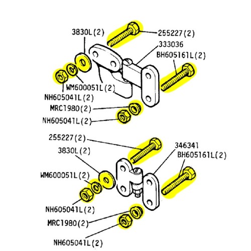 Set fixing kit hinges safari door