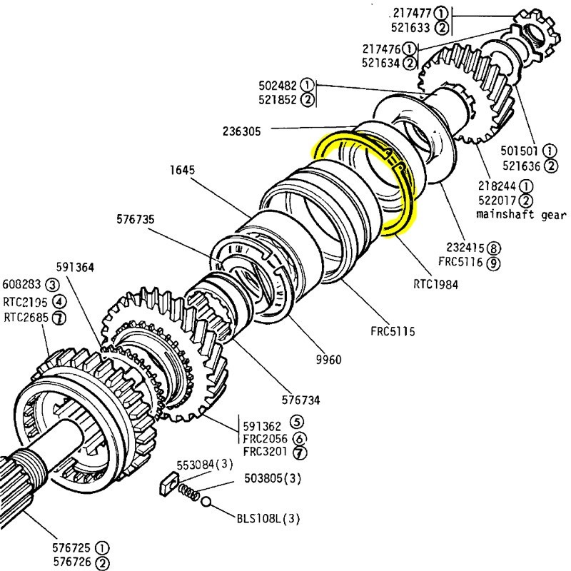 Circlip pour roulement de l'arbre principal