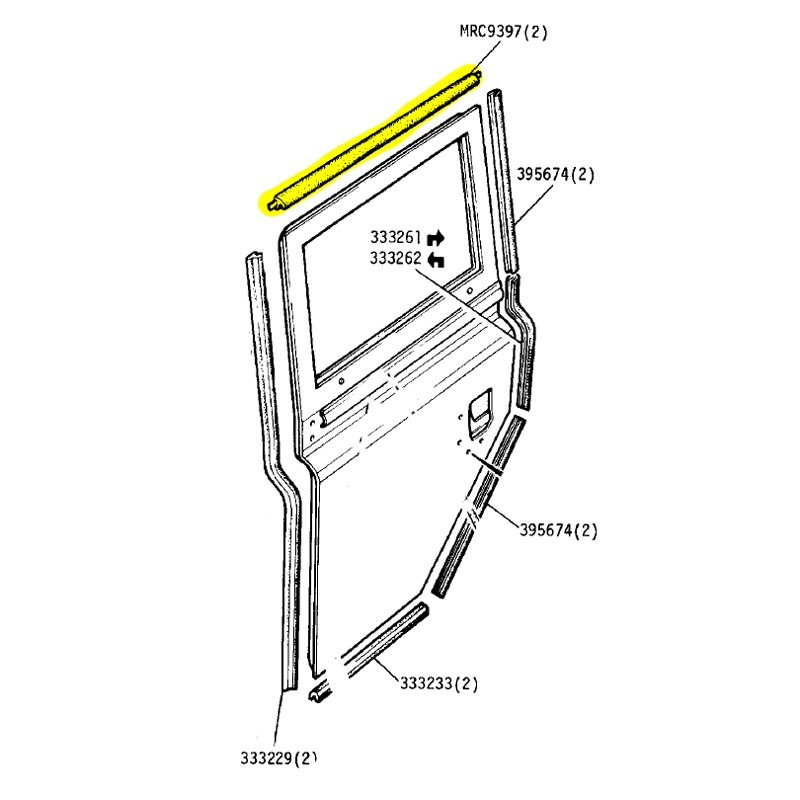 Second row door seal - upper