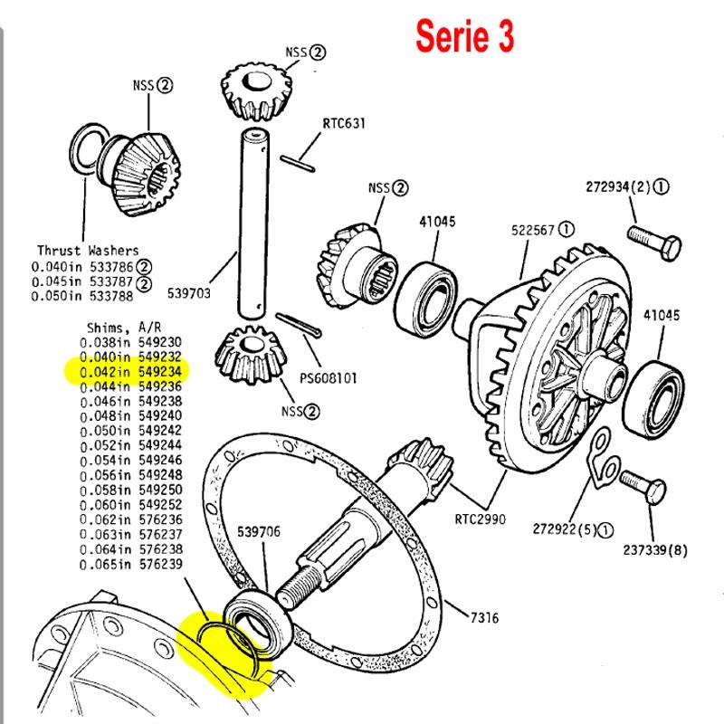 Shim diff pinion .042''