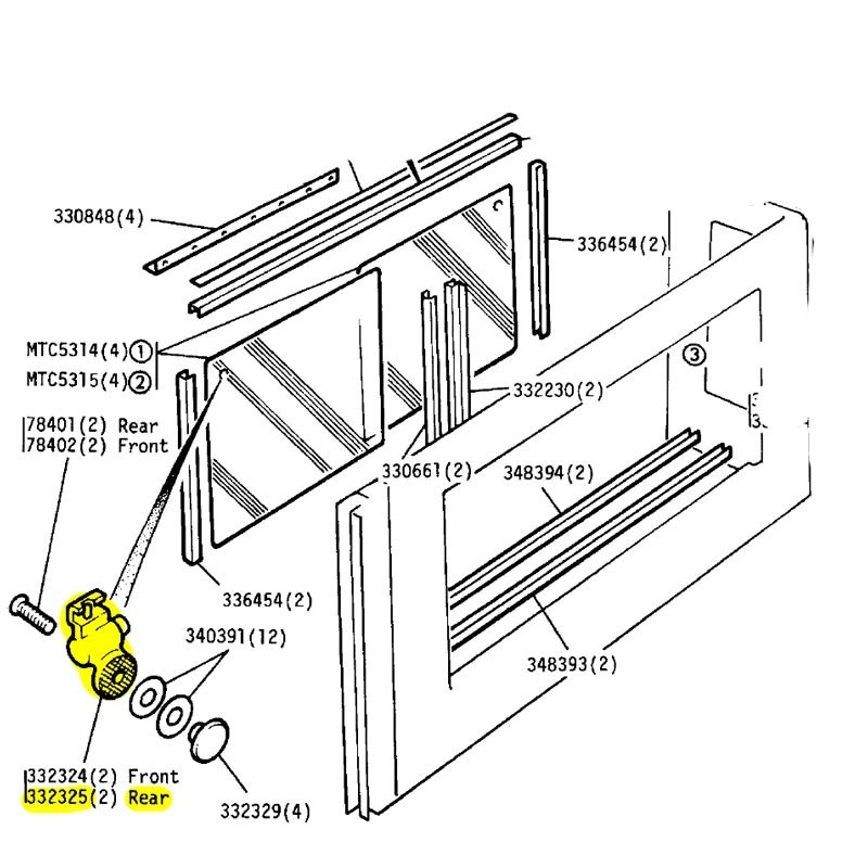 Catch sliding window glass - rear