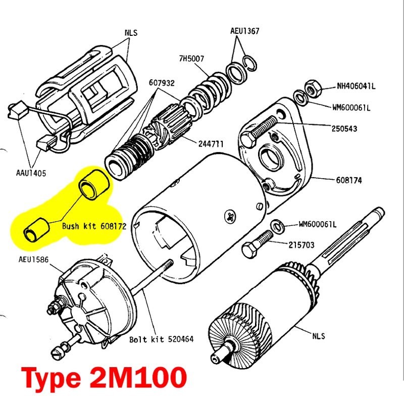 Starter motor Lucas bushes kit - diesel engine