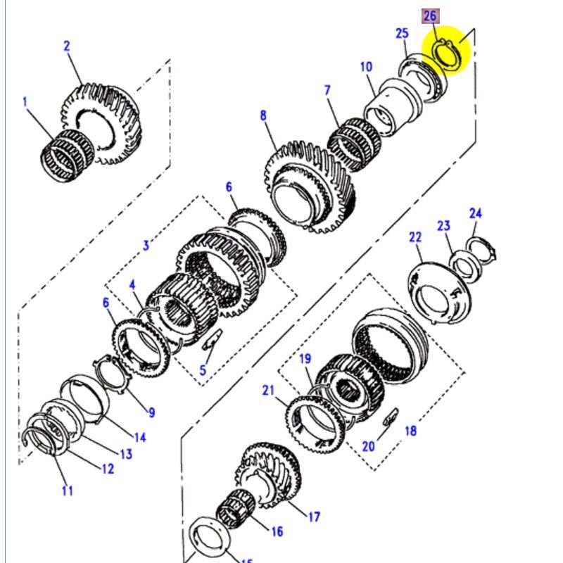 Circlip arrière arbre principal LT77