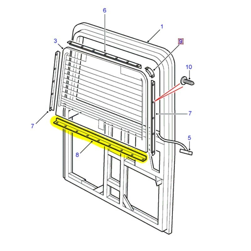 Latte de retenue vitre porte safari - inférieur
