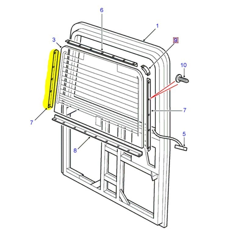 Latte de retenue vitre porte safari - verticale