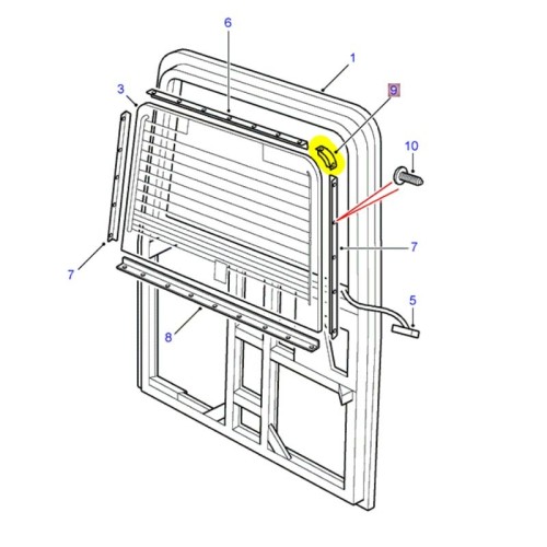 Latte de retenue vitre porte safari - coin