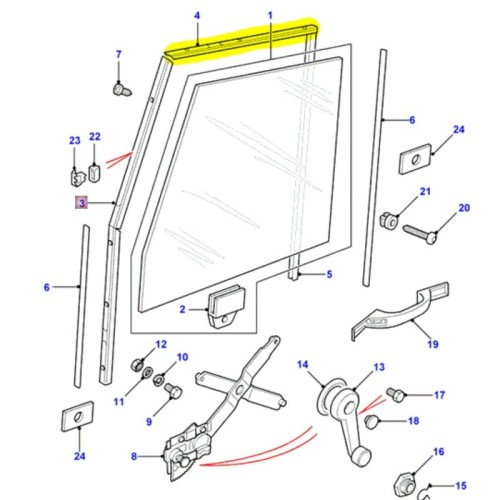 Glissière de porte avant - supérieure