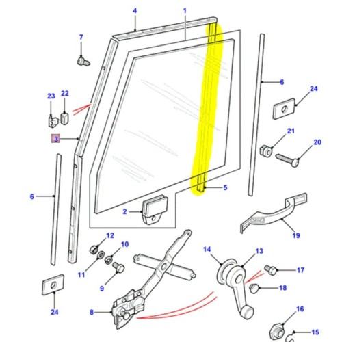 Glissière de vitre porte avant - arrière