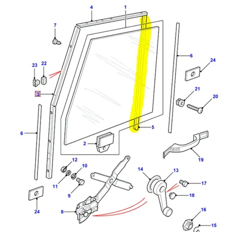Glissière de vitre porte avant - arrière