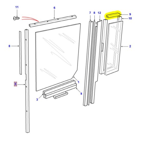 Guide channel rear side door fixed - top