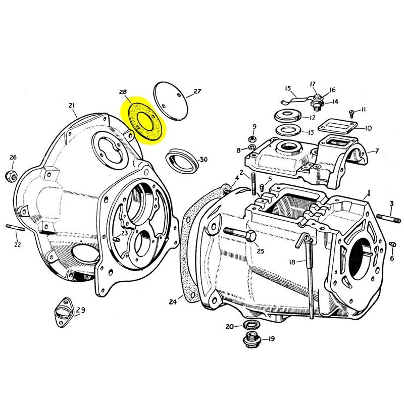Rubber gasket bell housing 1948-58