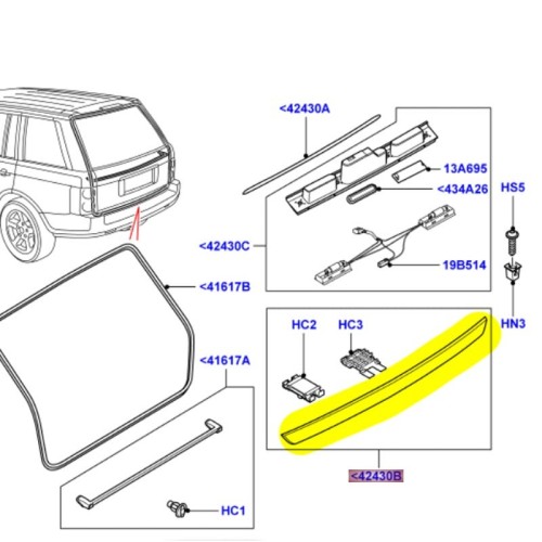 Rear moulding door luggage compartment