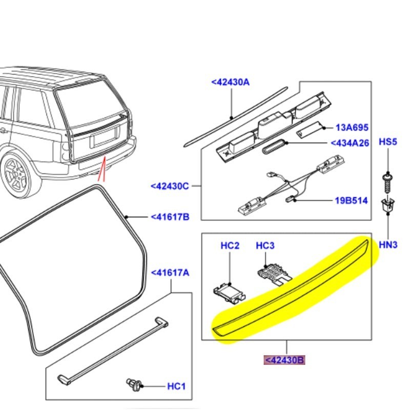 Rear moulding door luggage compartment