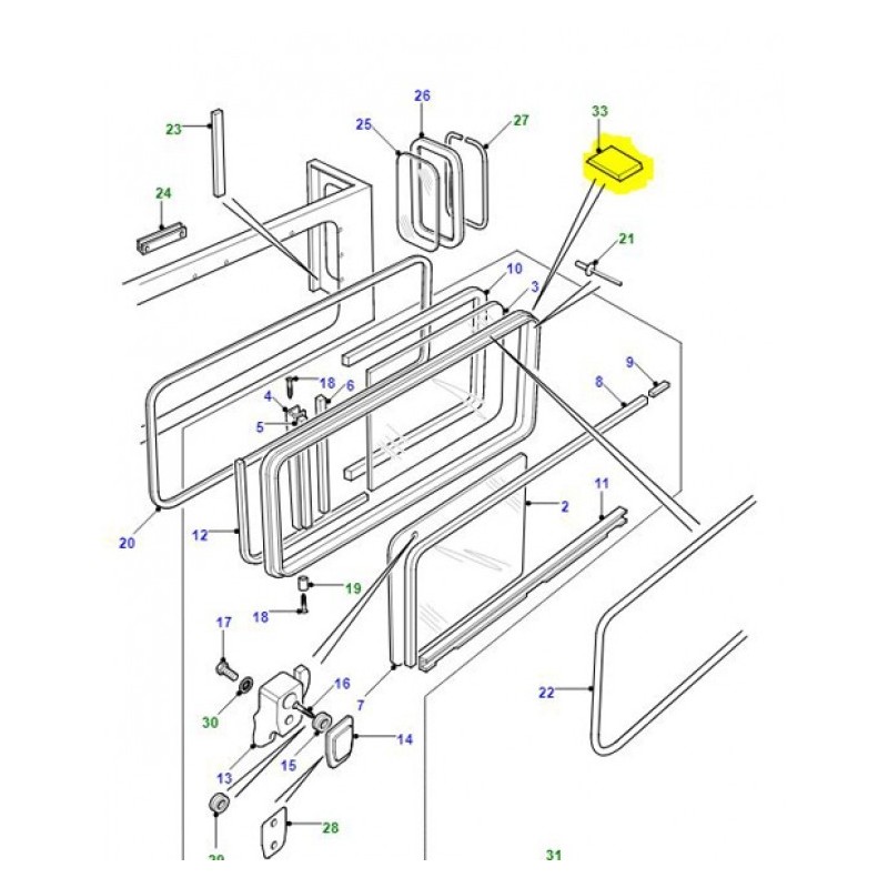 Spacer on rear side windows SW 1998-...