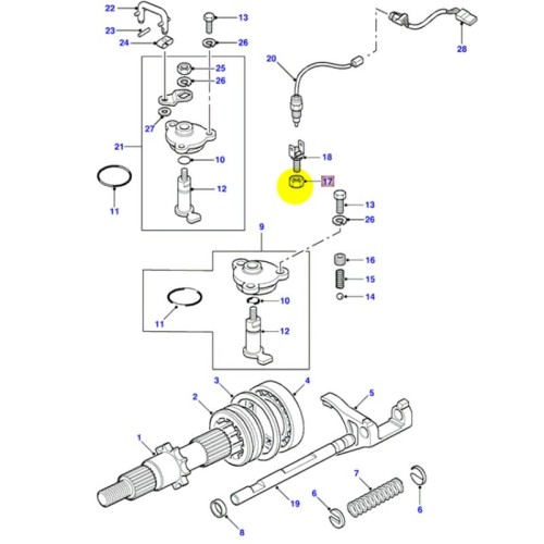 Locnut reverse & diff. lock switch