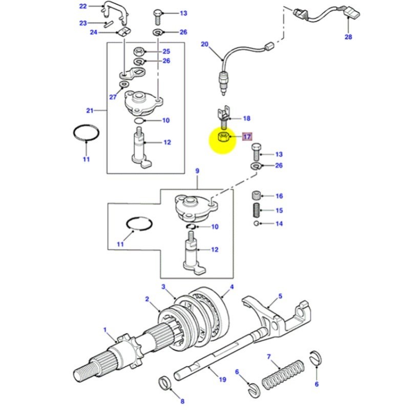 Locnut reverse & diff. lock switch