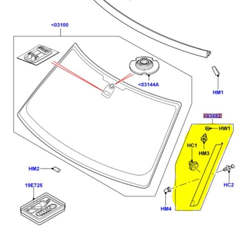 Cache montant de pare-brise - droit